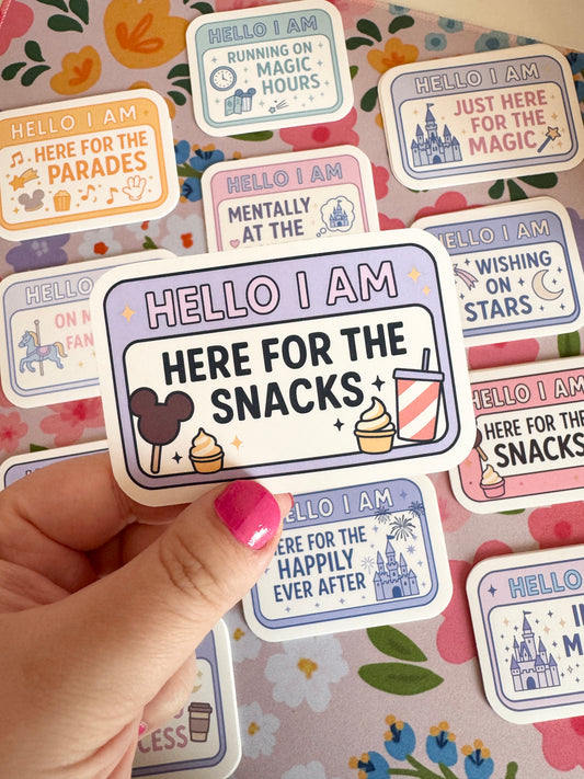 Hello I Am Here For The Snacks Lilac Vinyl Sticker