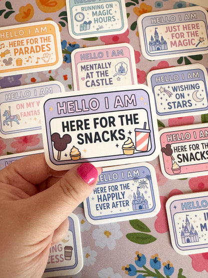 Hello I Am Here For The Snacks Lilac Vinyl Sticker