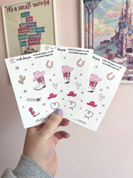 Cowboy Romance Vinyl Sticker Sheet