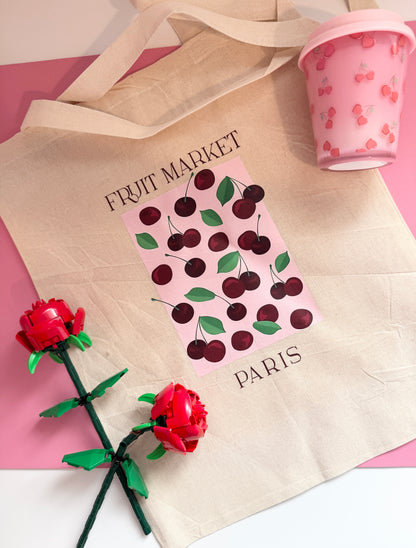 Cherries Fruit Market Tote Bag