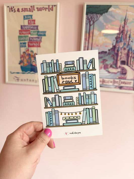 Books Read Postcard (Blues)