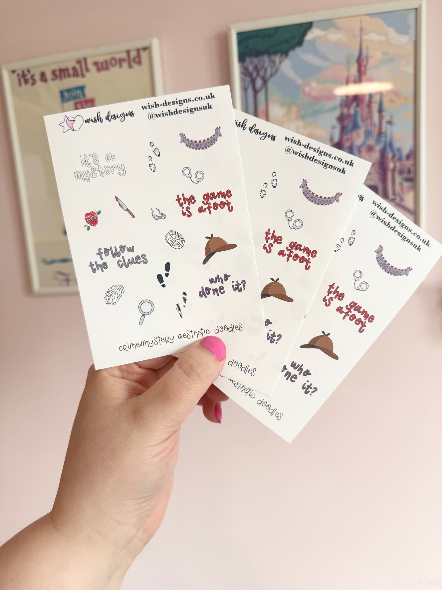 Crime/Mystery Aesthetic Doodles Vinyl Sticker Sheet