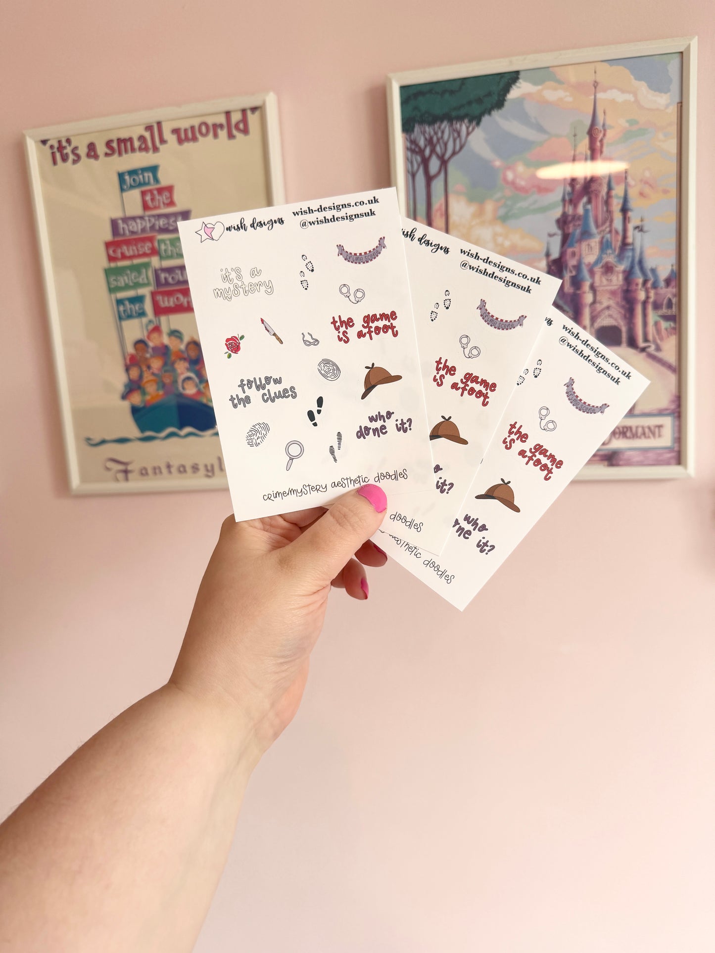 Crime/Mystery Aesthetic Doodles Vinyl Sticker Sheet