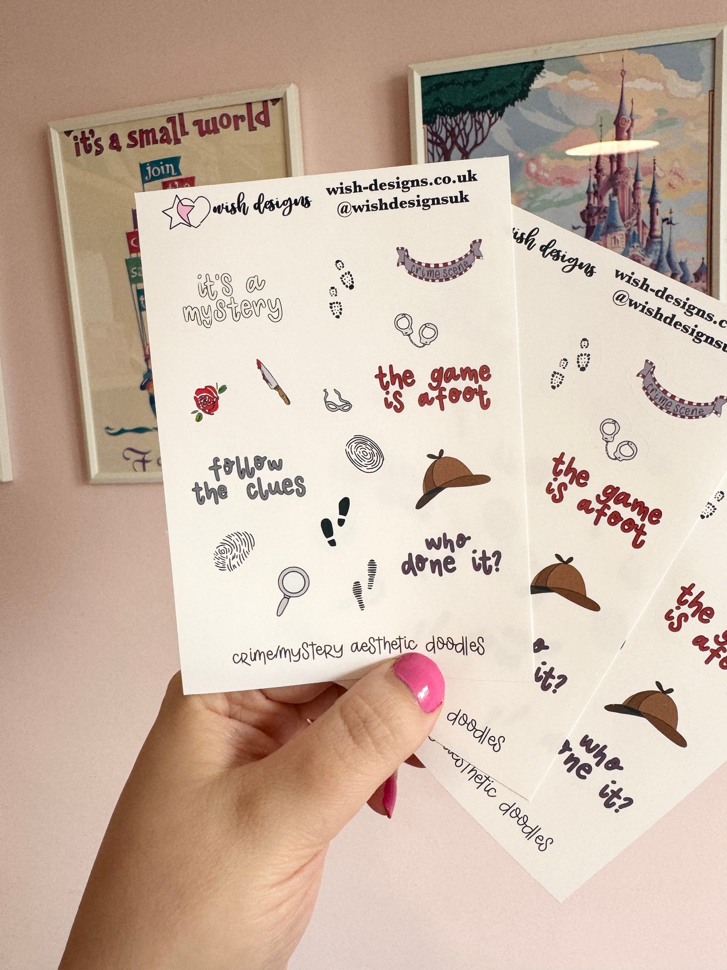 Crime/Mystery Aesthetic Doodles Vinyl Sticker Sheet