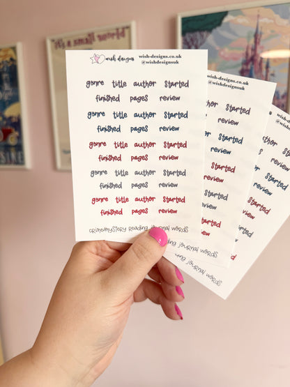 Crime/Mystery Reading Journal Words Vinyl Sticker Sheet