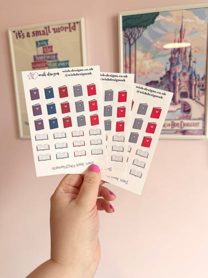 Crime/Mystery Book Icons Vinyl Sticker Sheet