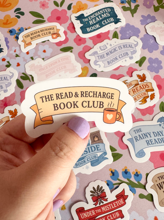 The Read & Recharge Book Club Clear Sticker