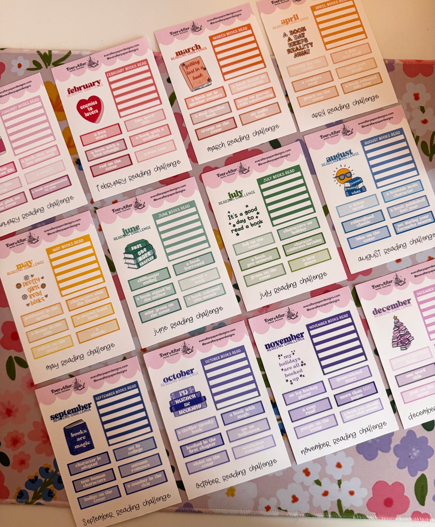 Monthly Reading Challenge Sticker Sheet