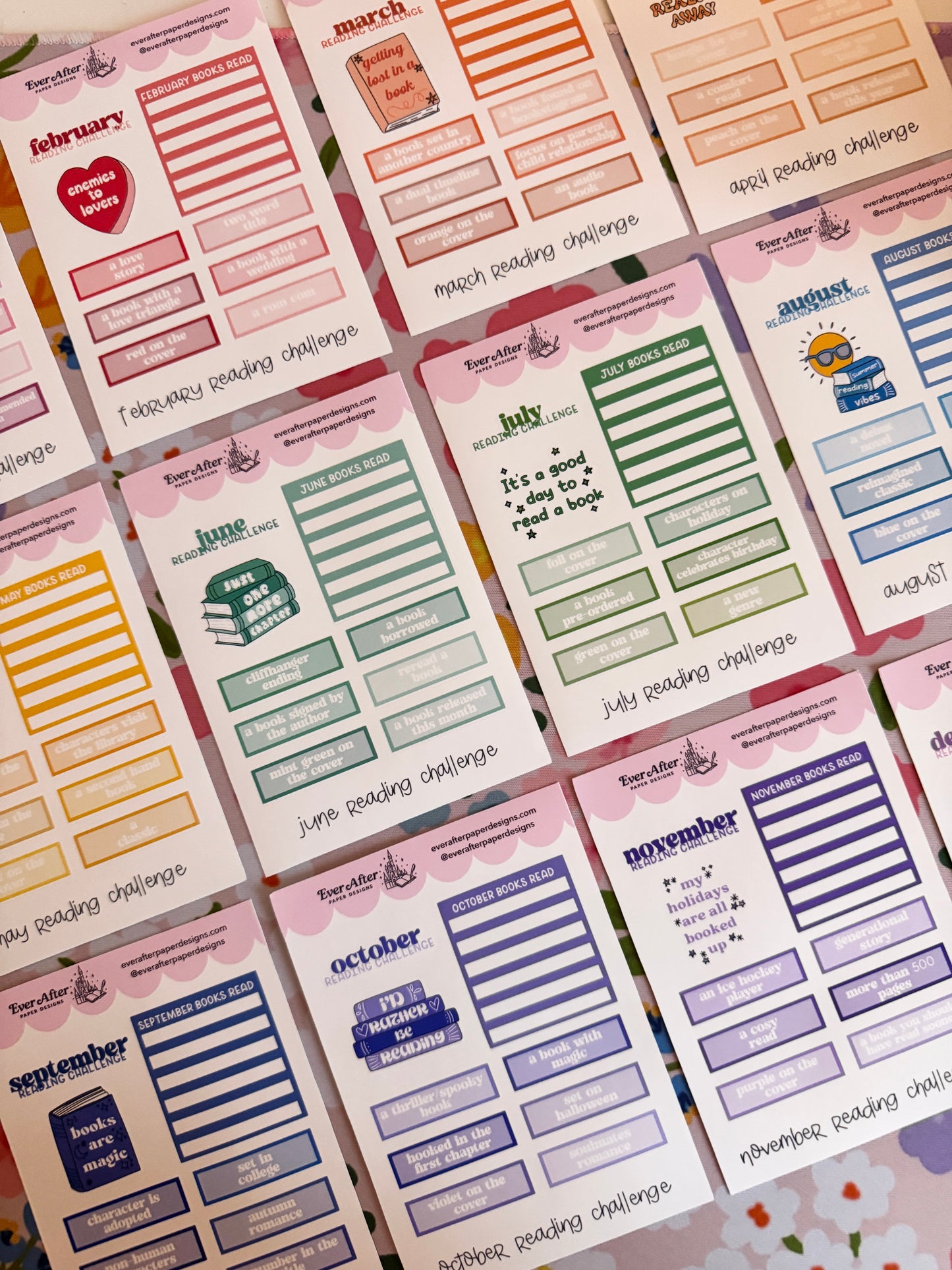 Monthly Reading Challenge Sticker Sheet