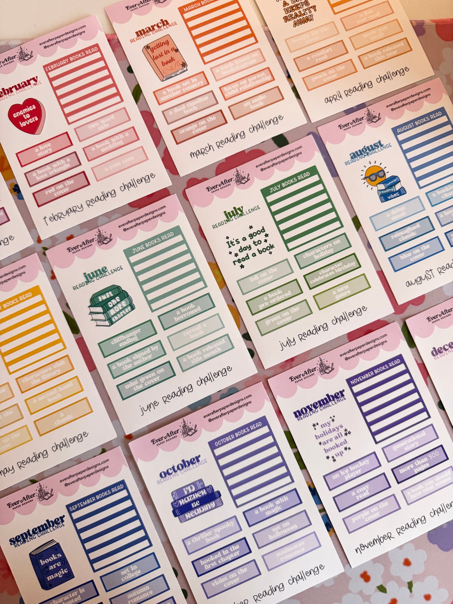 Monthly Reading Challenge Sticker Sheet