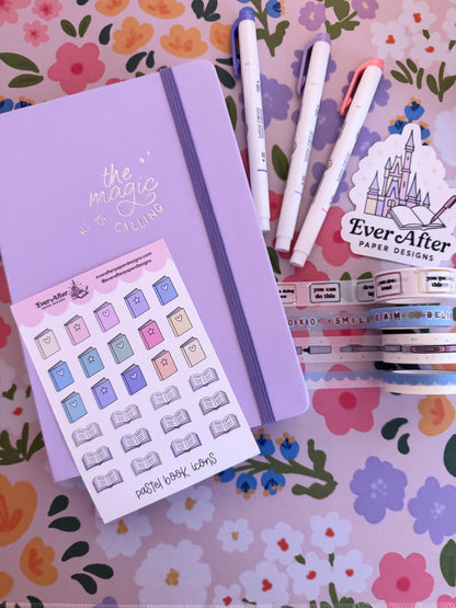 Pastel Book Icons Sticker Sheet