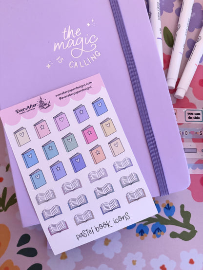 Pastel Book Icons Sticker Sheet
