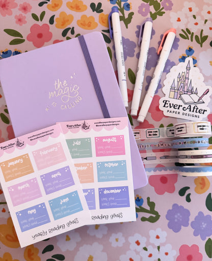 Pastel Yearly Reading Goals Sticker Sheet