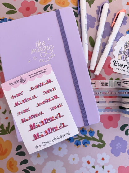 Love Story Bookshelves Sticker Sheet