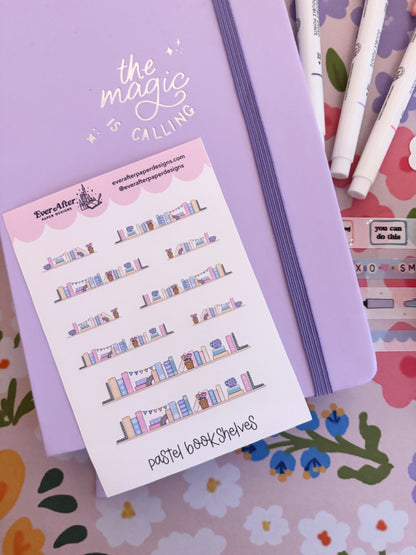 Pastel Bookshelves Sticker Sheet