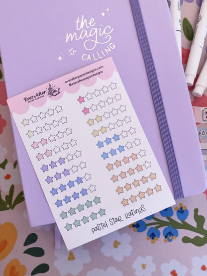 Pastel Star Ratings Sticker Sheet