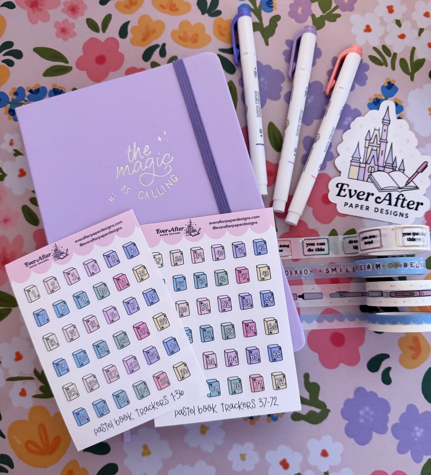 Pastel Book Trackers Sticker Sheet