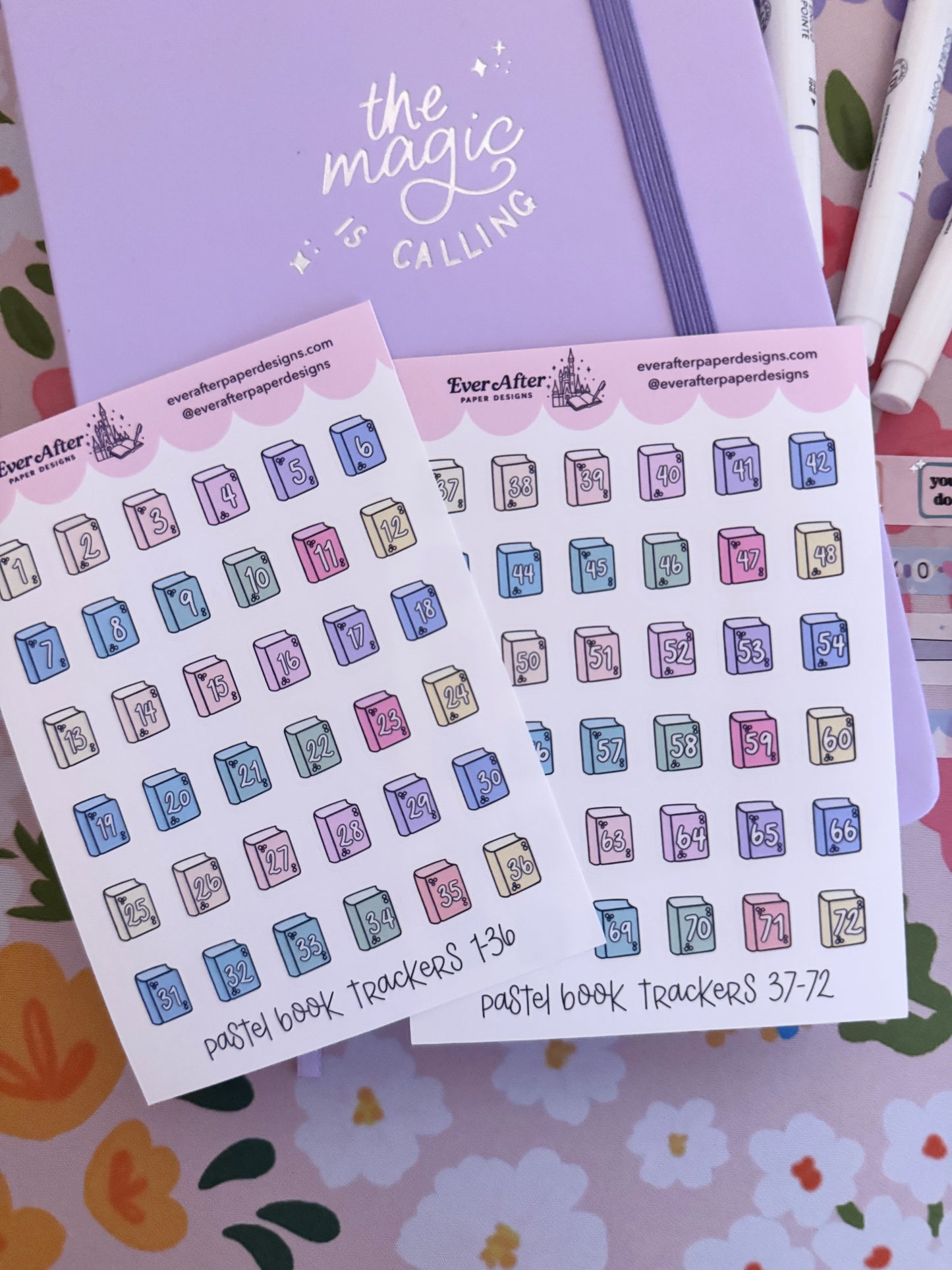 Pastel Book Trackers Sticker Sheet