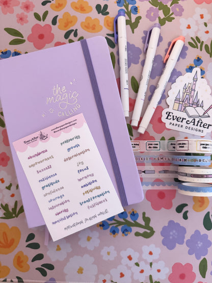 Motivational Journal Words Sticker Sheet