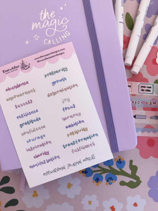 Motivational Journal Words Sticker Sheet