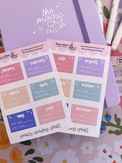 Yearly Reading Goals Sticker Sheets