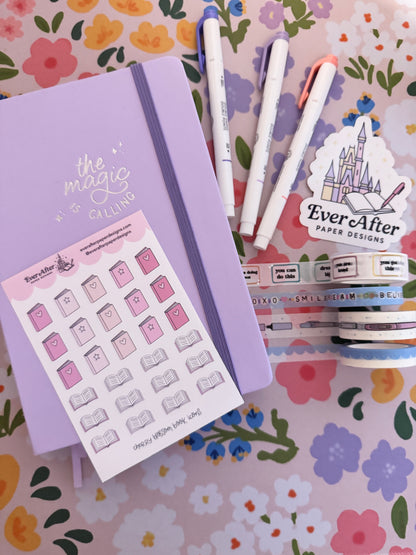 Cherry Blossom Book Icons Sticker Sheet