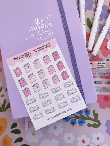 Cherry Blossom Book Icons Sticker Sheet