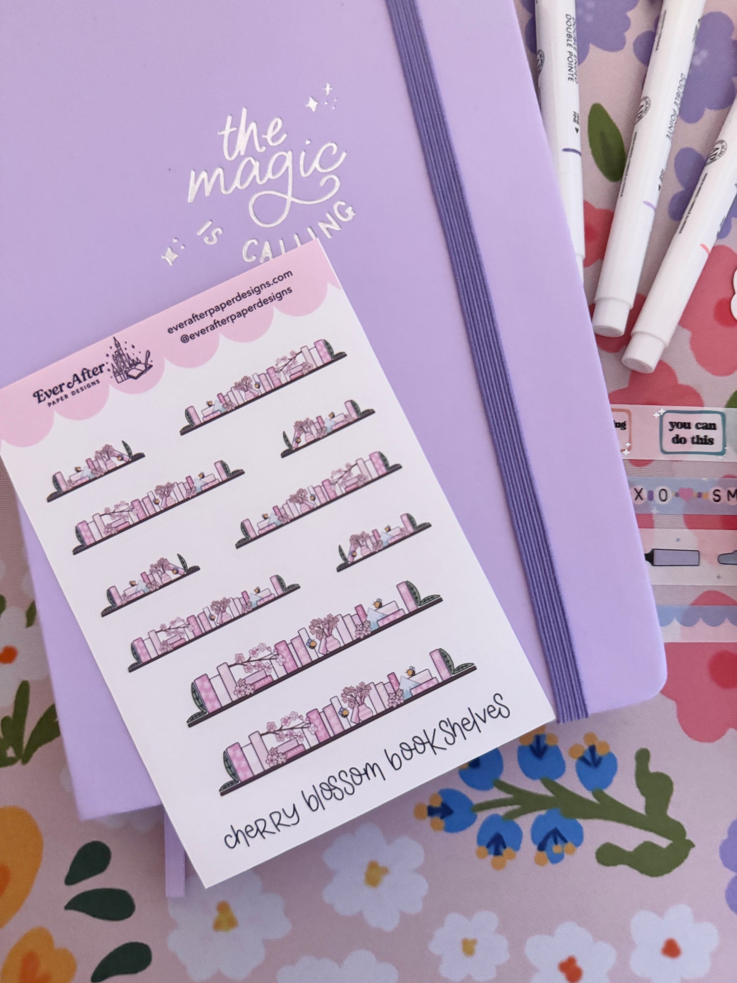 Cherry Blossom Bookshelves Sticker Sheet