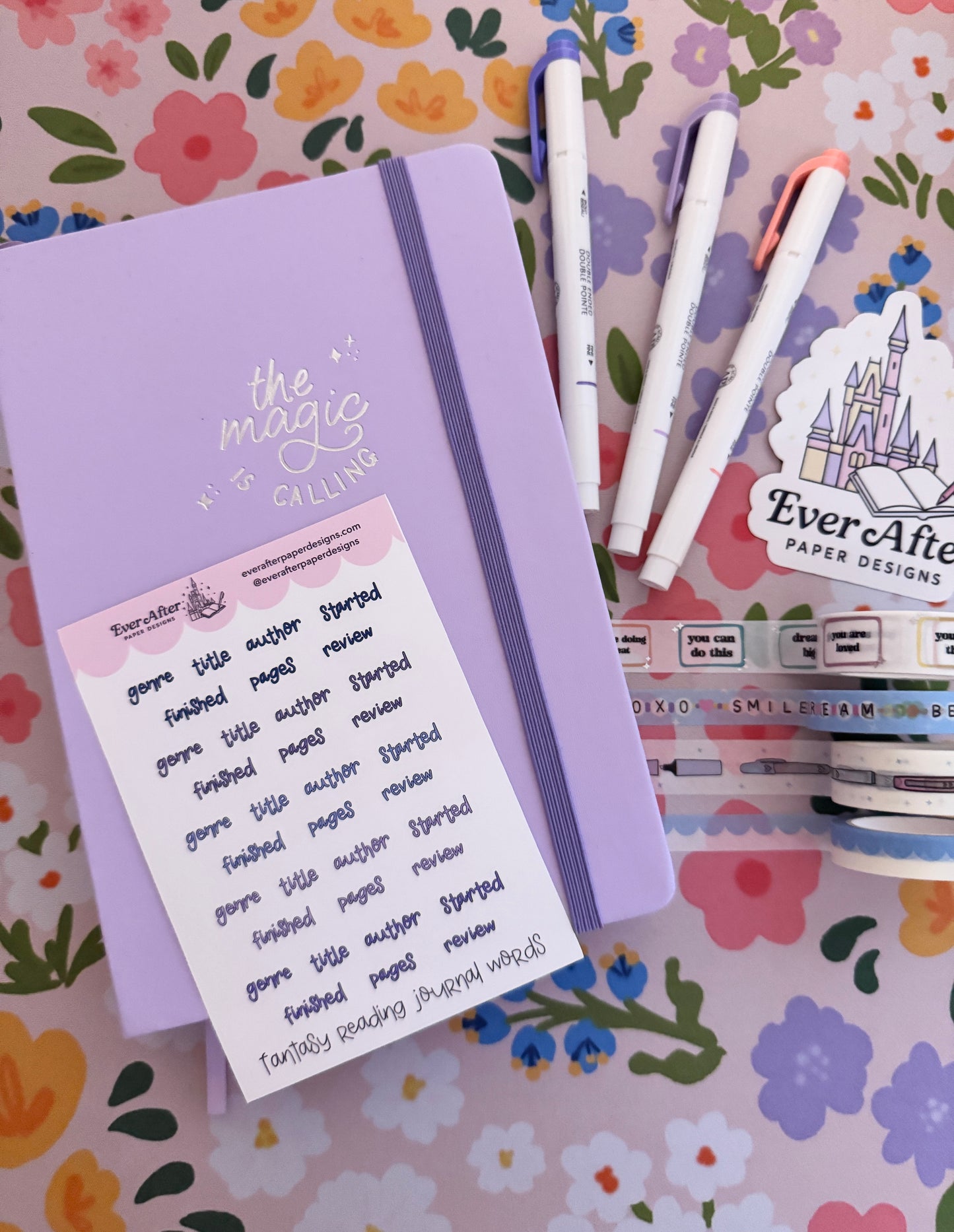 Fantasy Reading Journal Words Sticker Sheet