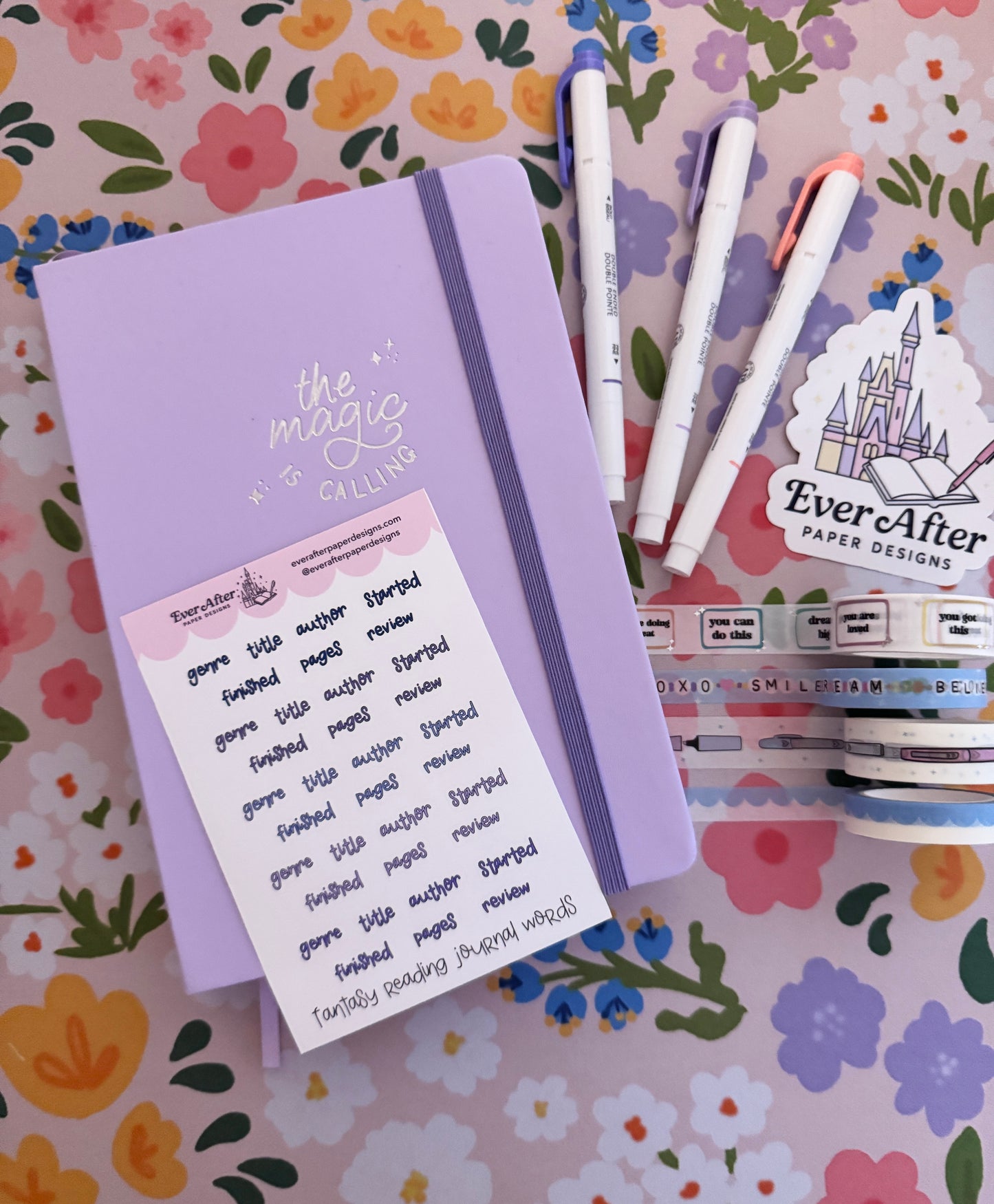 Fantasy Reading Journal Words Sticker Sheet