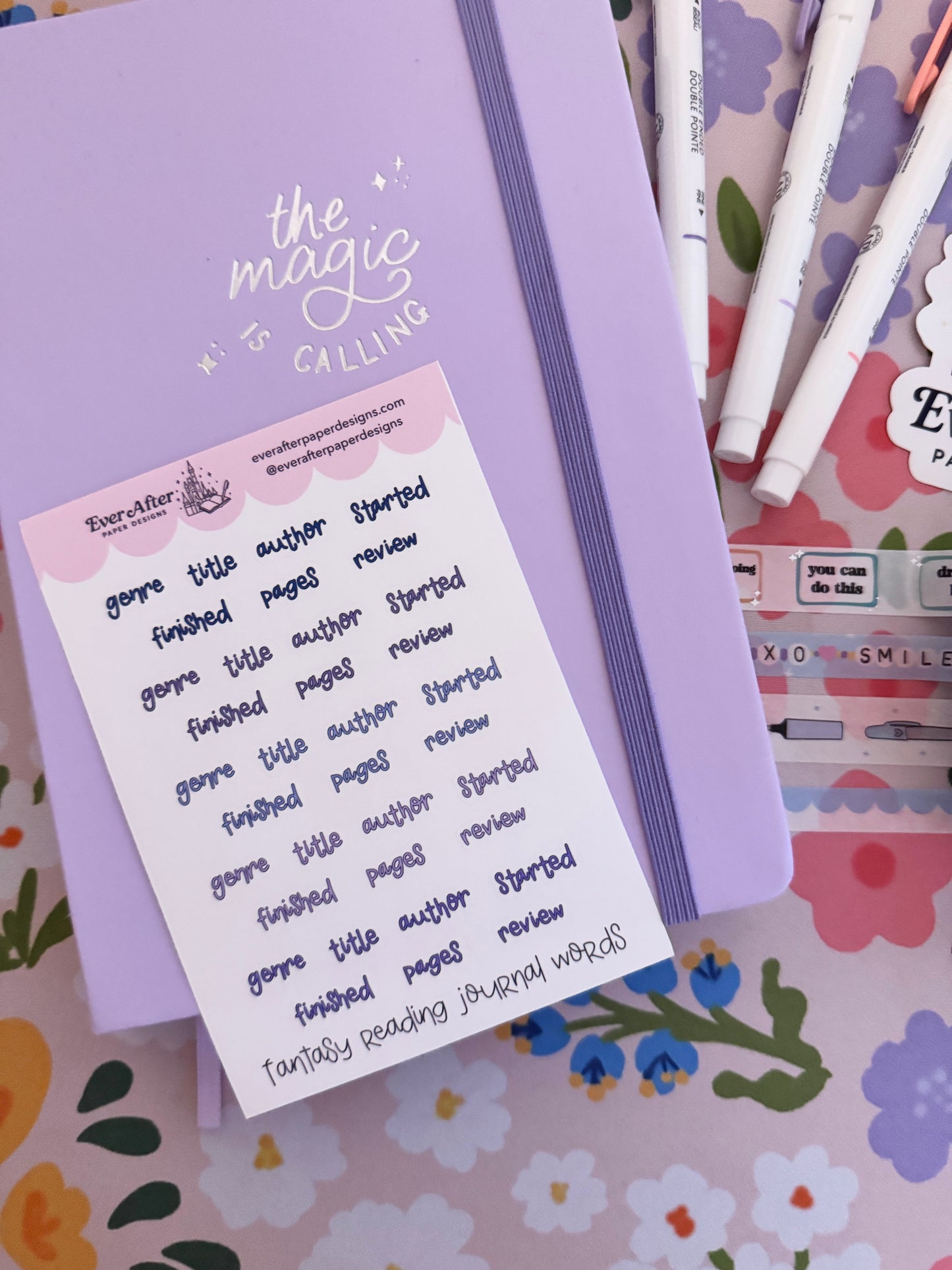 Fantasy Reading Journal Words Sticker Sheet