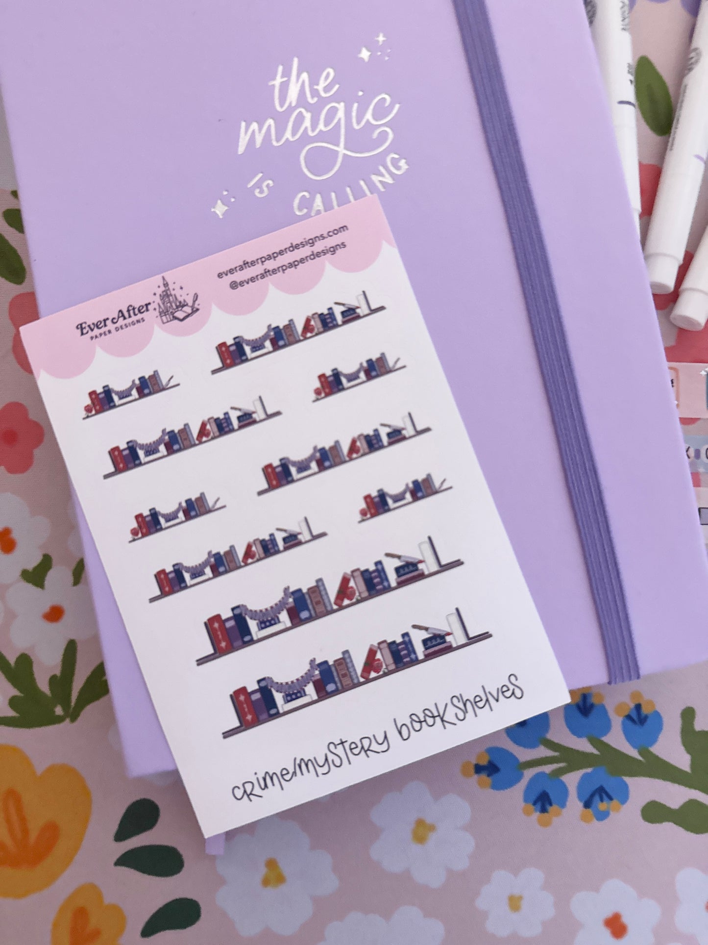 Crime/Mystery Bookshelves Sticker Sheet