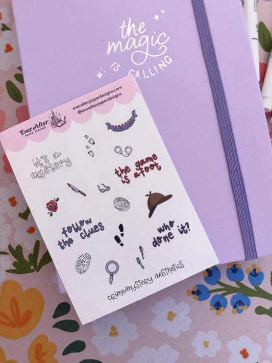 Crime/Mystery Aesthetic Doodles Sticker Sheet