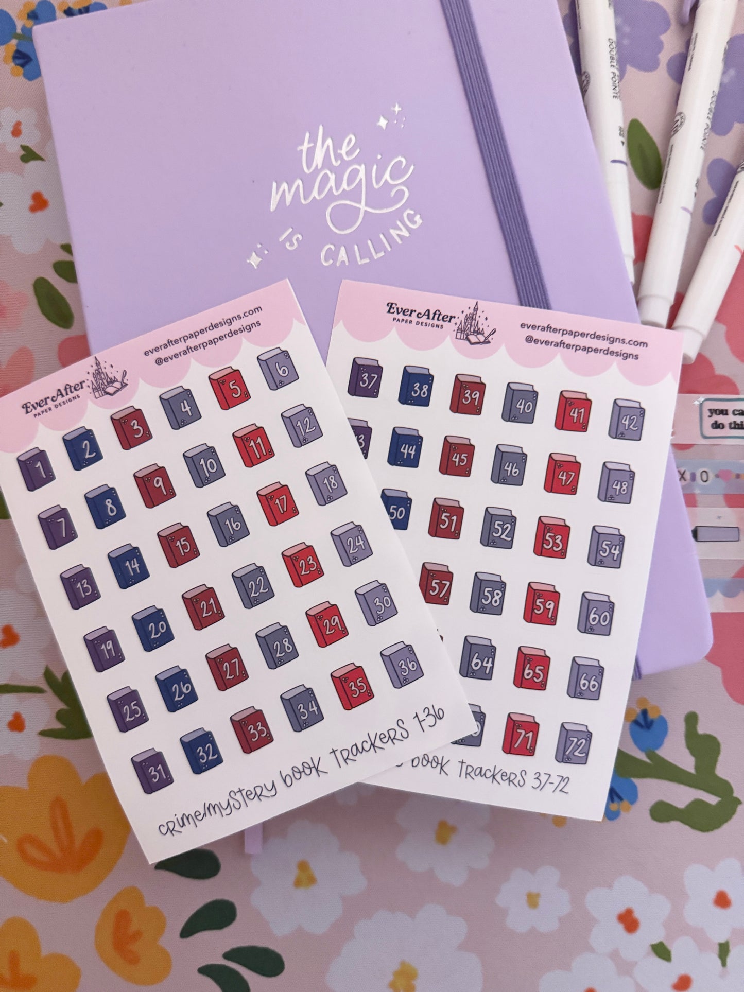 Crime/Mystery Book Trackers 1-72 Sticker Sheet