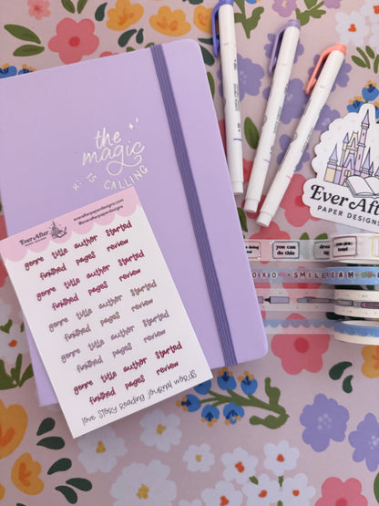 Love Story Reading Journal Words Sticker Sheet