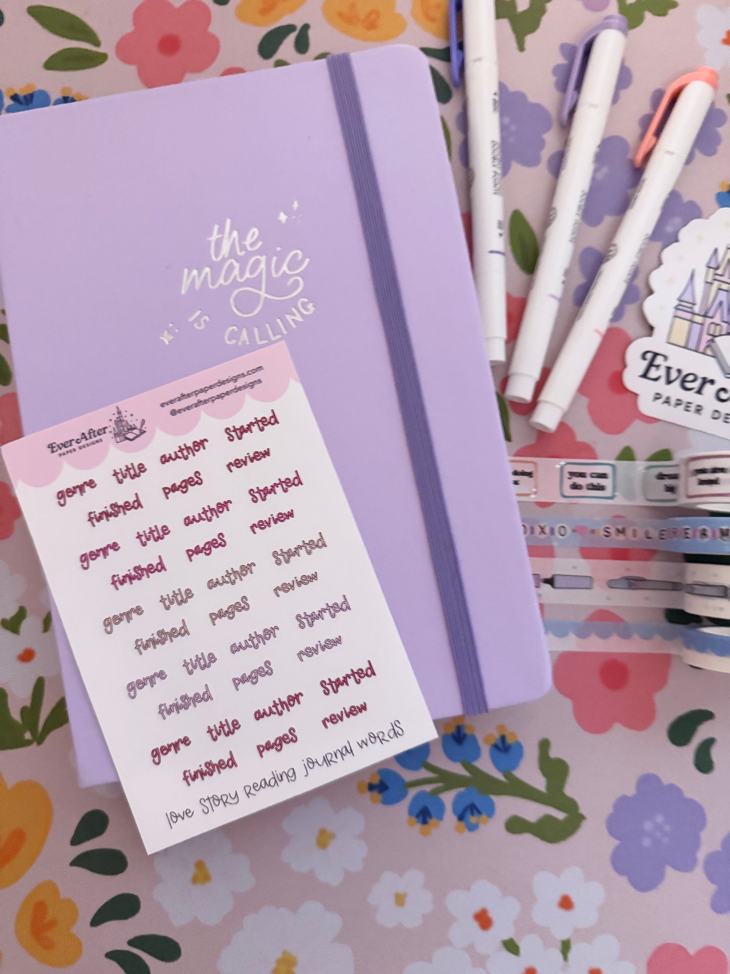 Love Story Reading Journal Words Sticker Sheet