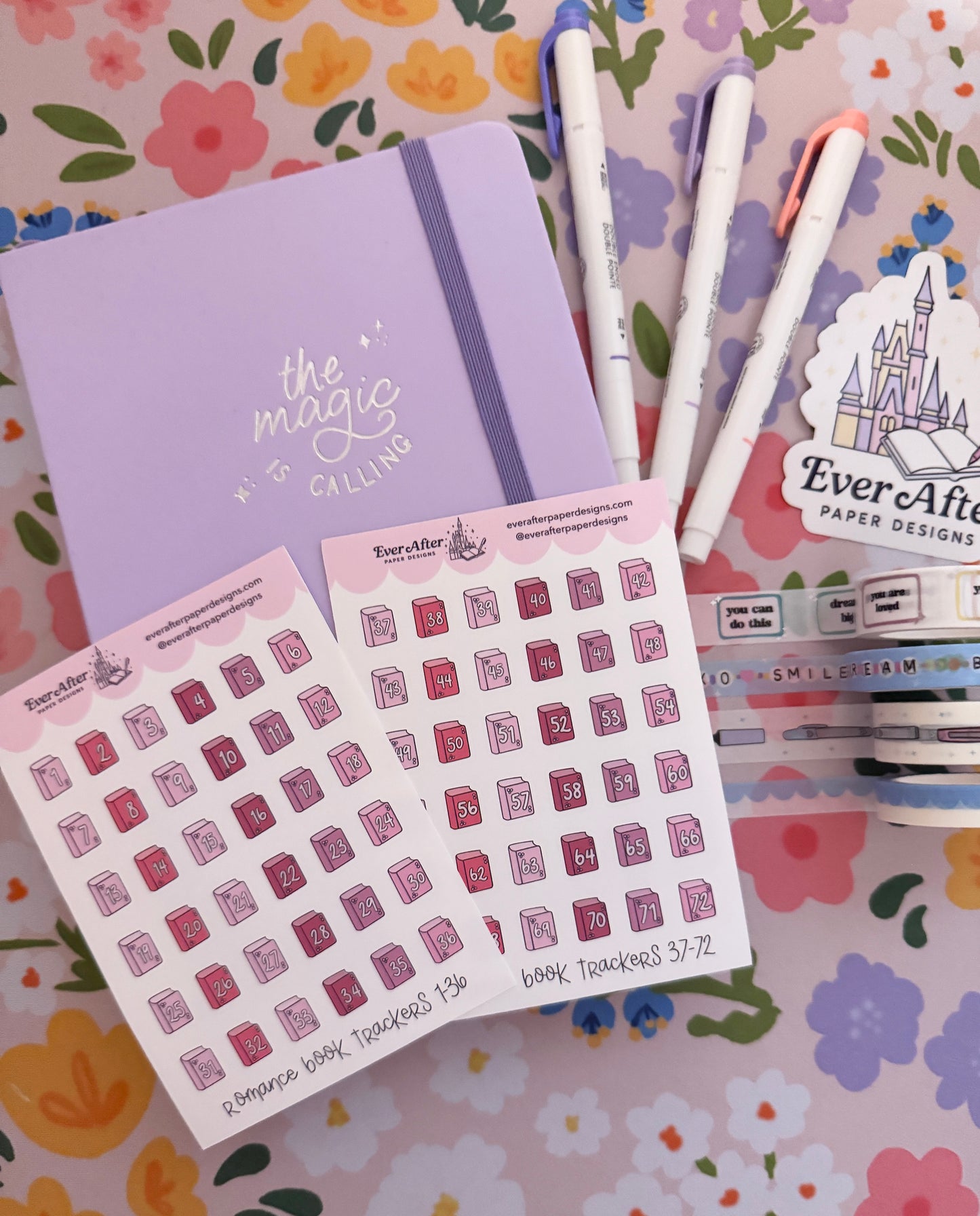 Romance Book Trackers Sticker Sheets
