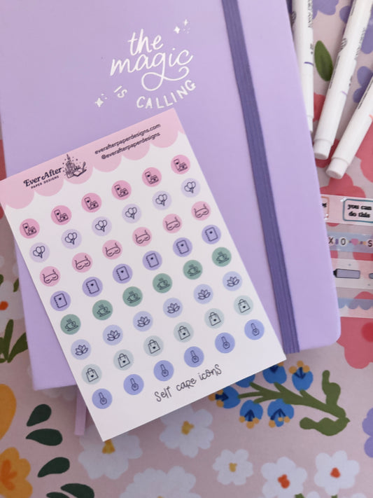 Self Care Icons Sticker Sheet