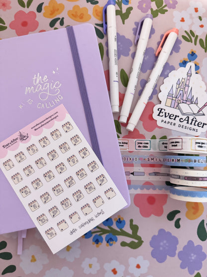 Date Calendar Icons Sticker Sheet