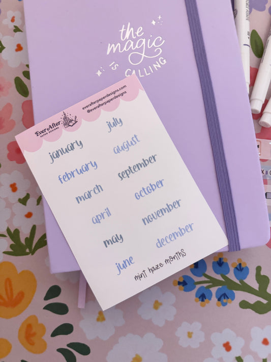 Mint Haze Months Sticker Sheet