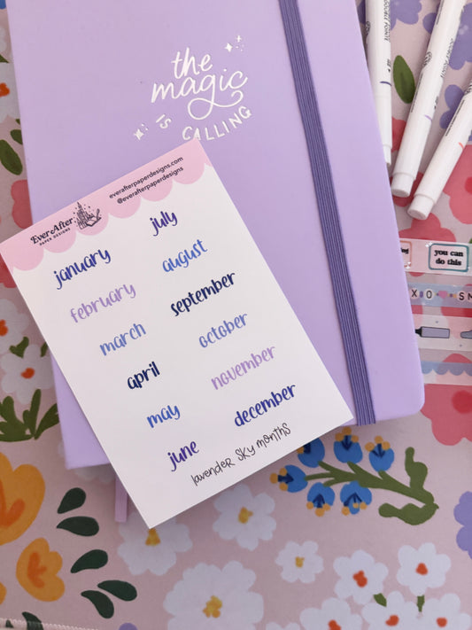 Lavender Sky Months Sticker Sheet