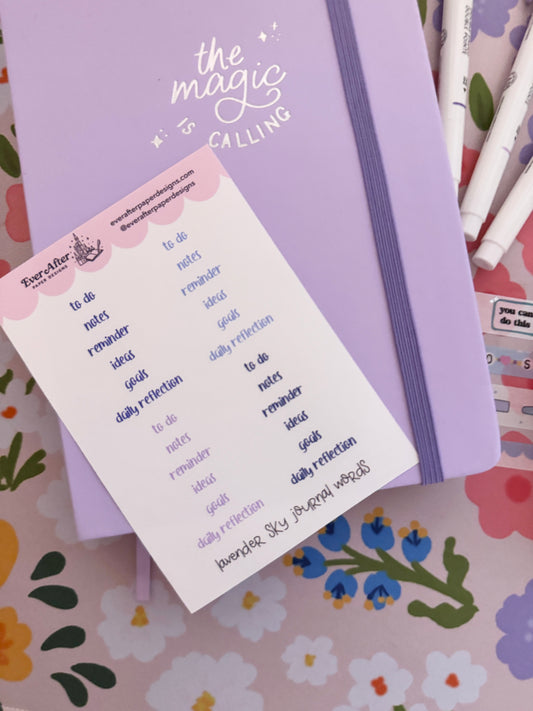 Lavender Sky Journal Words Sticker Sheet