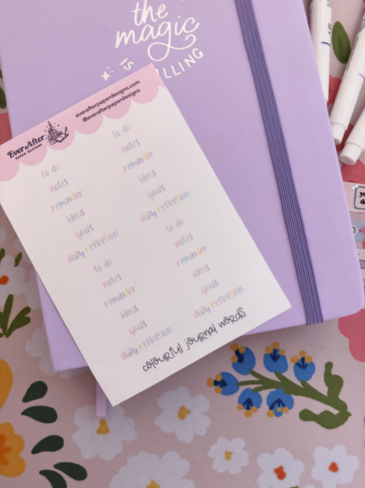 Colour Journal Words Sticker Sheet