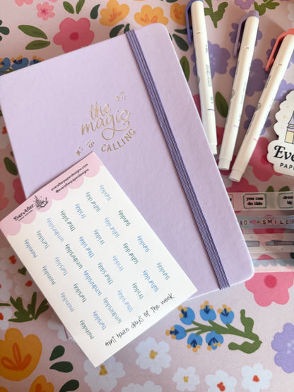 Mint Haze Days of the Week Sticker Sheet