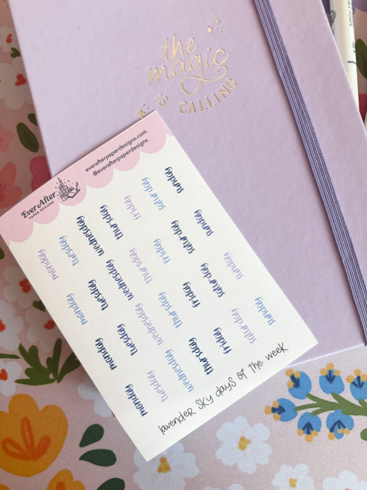 Lavender Sky Days of the Week Sticker Sheet