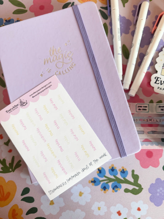 Strawberry Lemonade Days of the Week Sticker Sheet