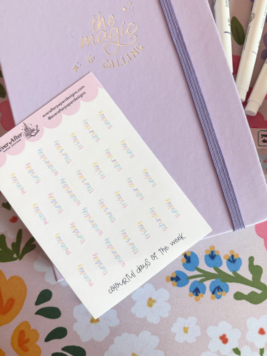 Colourful Days of the Week Sticker Sheet