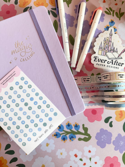 Mint Haze Date Dots Sticker Sheet