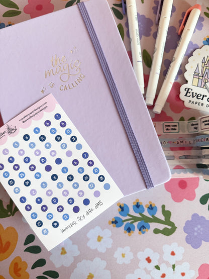 Lavender Sky Date Dots Sticker Sheet
