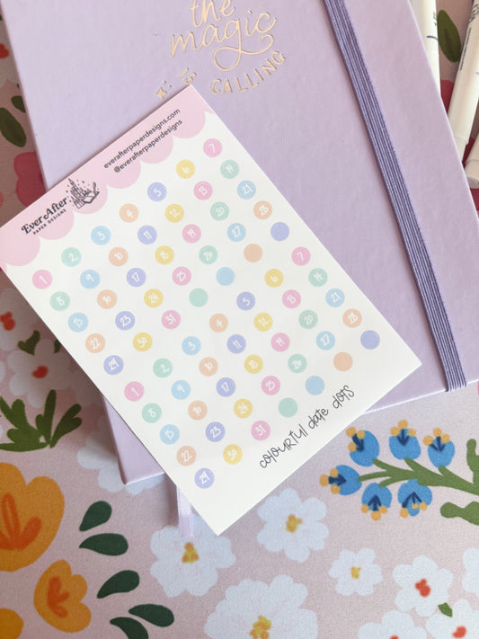 Colourful Date Dots Sticker Sheet
